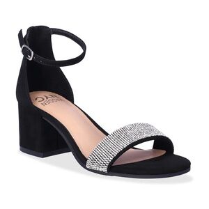 Madden NYC Block Heel City Sandals Black Sz 9 10 11 Sparkle Rhinestone